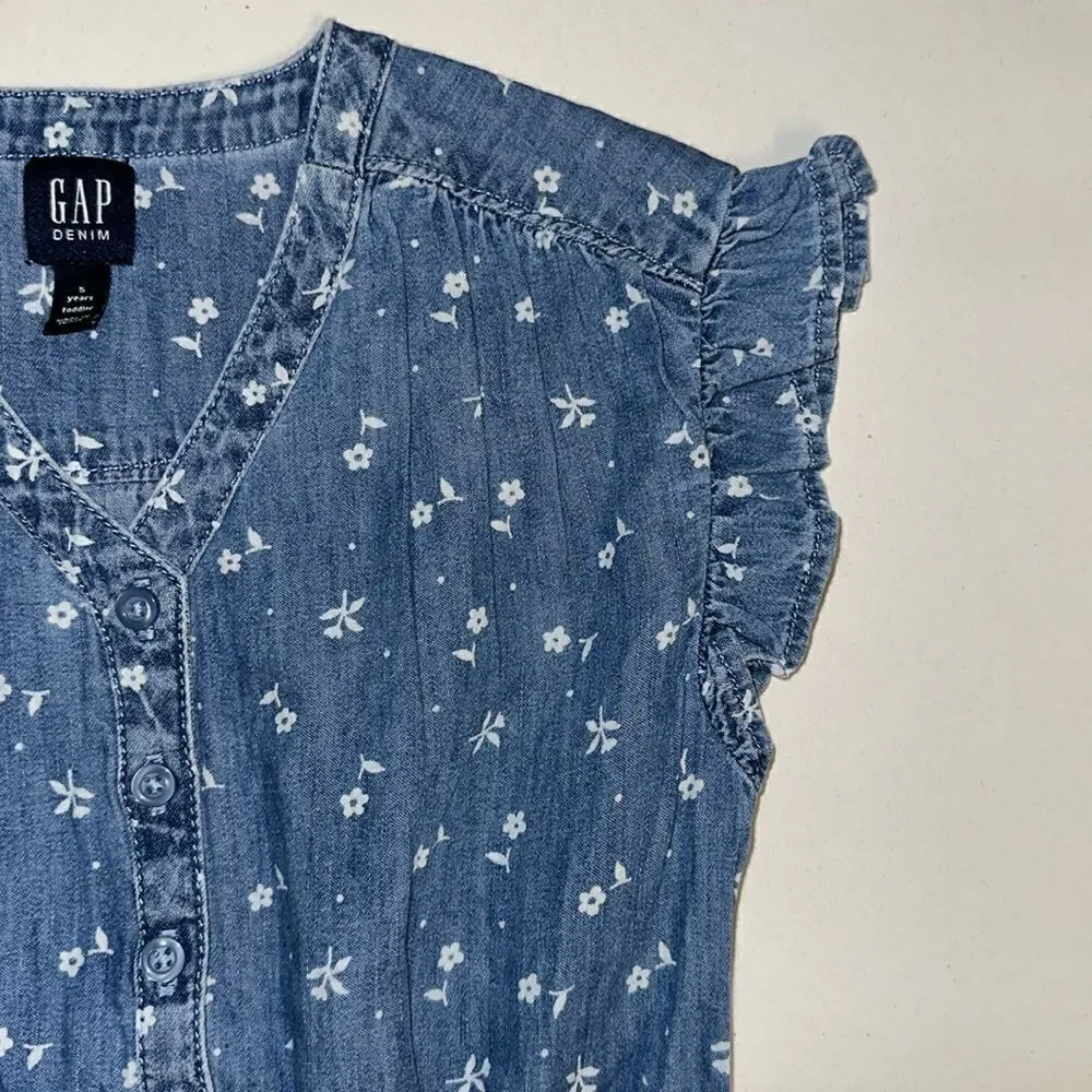 GAP Kids | Blue | Floral Print Denim Romper